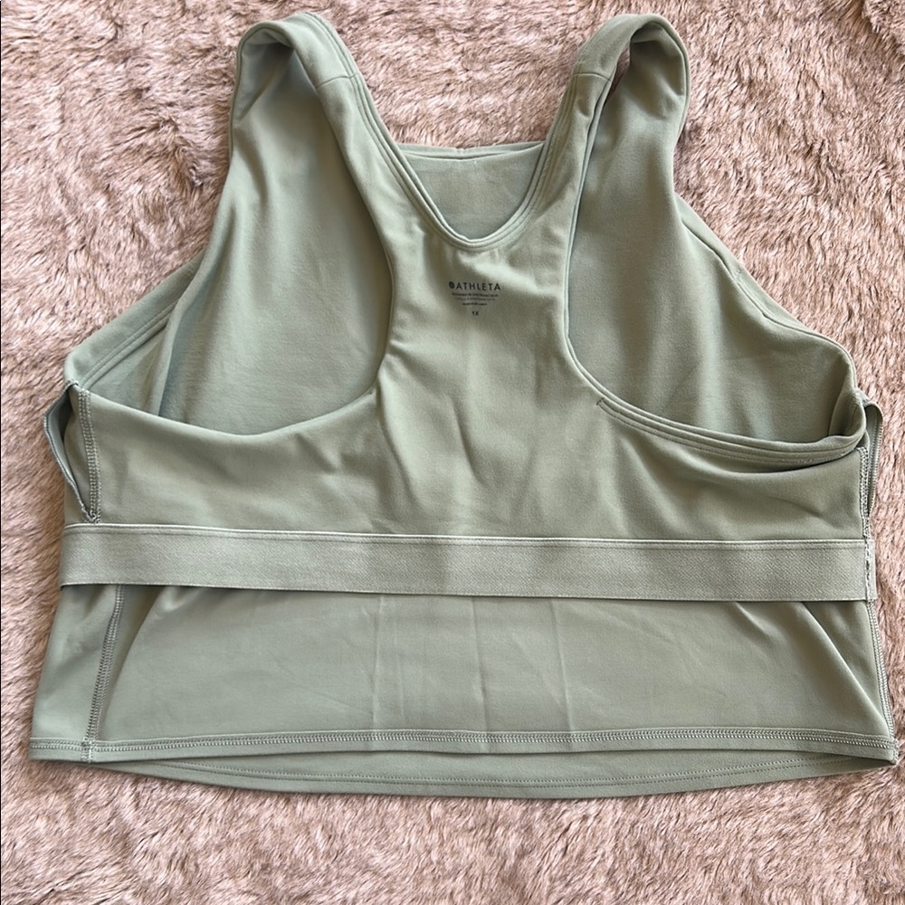 Athleta Green Sleeveless Boxy Crop Tank Top - Picture 3 of 7